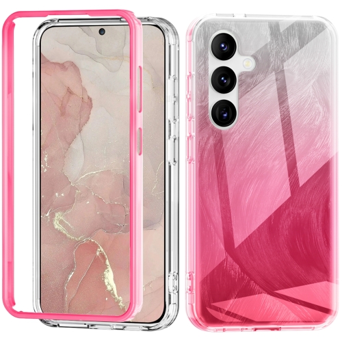 

For Samsung Galaxy S24 5G IMD Gradient Feather PC + TPU Phone Case(Rose Red)