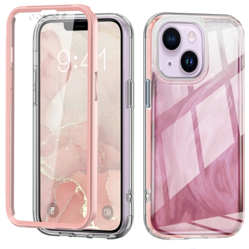 

For iPhone 13 IMD Gradient Feather PC + TPU Phone Case(Light Pink)