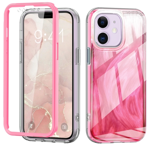 

For iPhone 12 IMD Gradient Feather PC + TPU Phone Case(Rose Red)