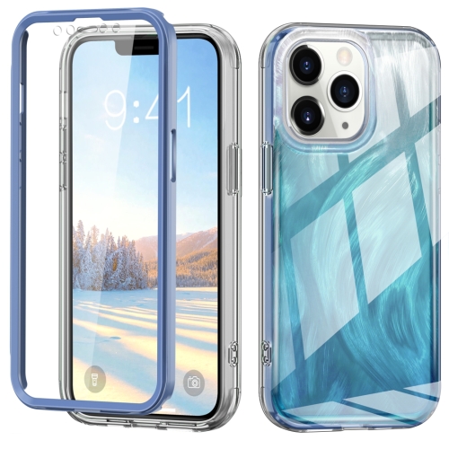 

For iPhone 11 Pro Max IMD Gradient Feather PC Hybrid TPU Phone Case(Blue)