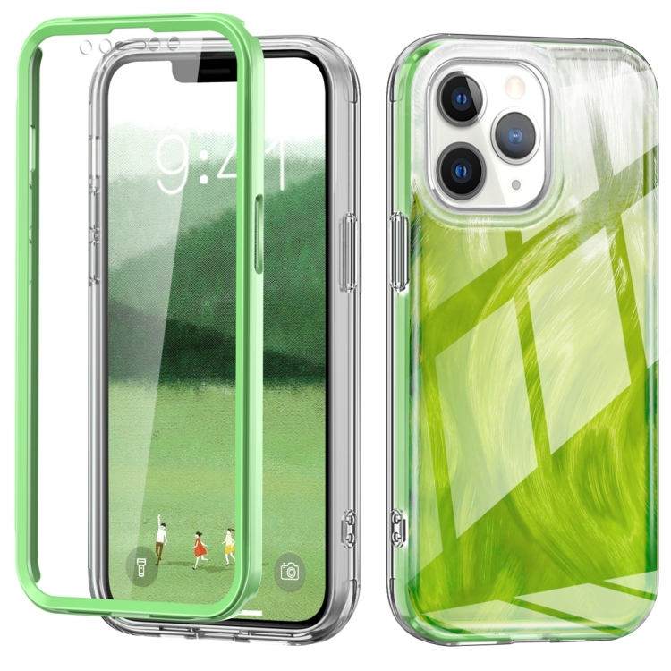 

For iPhone 11 Pro Max IMD Gradient Feather PC + TPU Phone Case(Green)