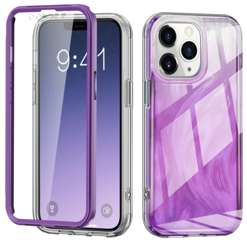 

For iPhone 11 Pro Max IMD Gradient Feather PC + TPU Phone Case(Purple)