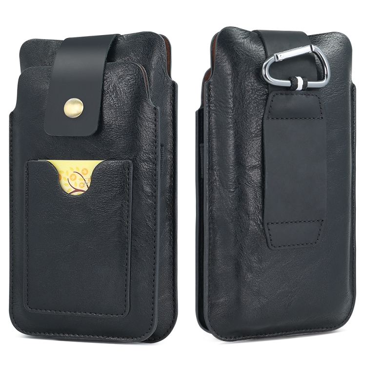 

6.5-7.2 inch Universal Retro Magnetic Buckle Double Layer Phone Waist Bag(Black)