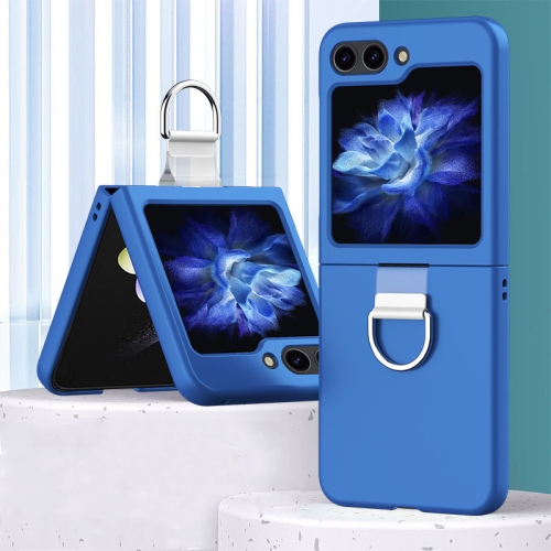 

For Samsung Galaxy Z Flip6 Skin Feel PC Phone Case with Ring(Klein Blue)