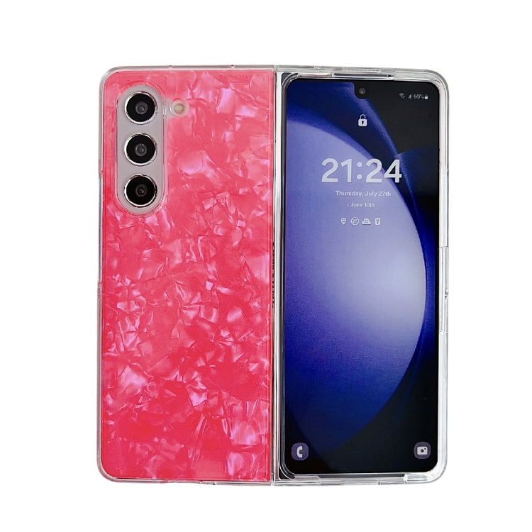 

For Samsung Galaxy Z Fold3 Pearlescent Shell Texture Phone Case(Red)