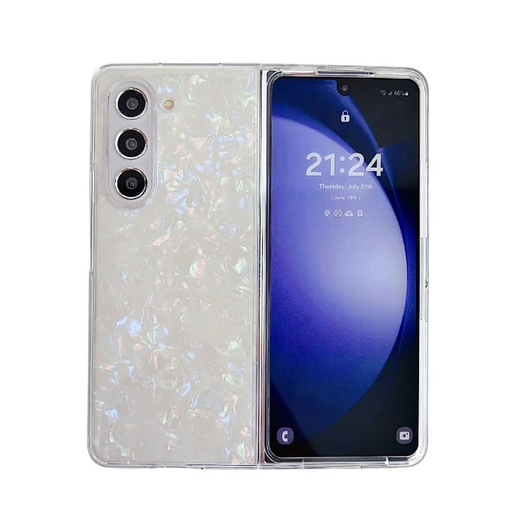 

For Samsung Galaxy Z Fold4 Pearlescent Shell Texture Phone Case(Beige)