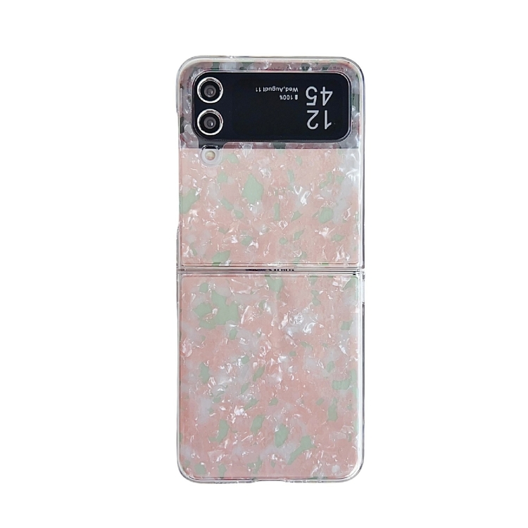 

For Samsung Galaxy Z Flip3 / Flip4 Pearlescent Shell Texture Phone Case(Pink Green)
