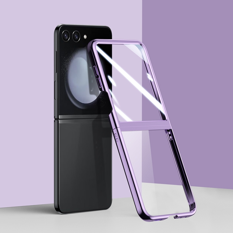 

For For Samsung Galaxy Z Flip6 Large Window Electroplate PC Transparent Phone Case(Purple)