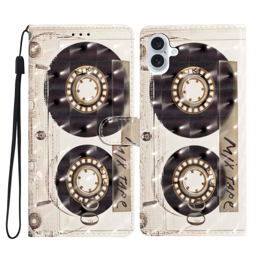 

For iPhone 16 3D Pattern Leather Phone Case(Tape)