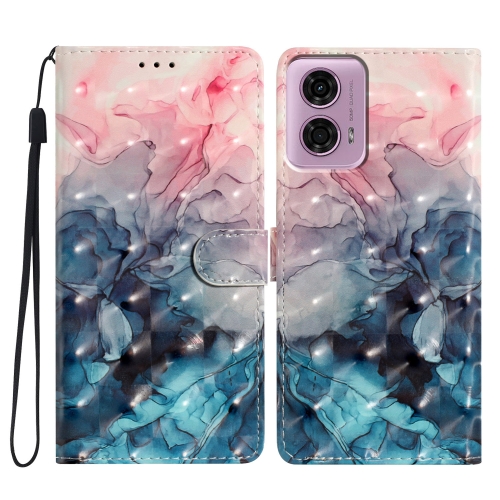 

For Motorola Moto G24 3D Pattern Leather Phone Case(3D Pink Blue Marble)