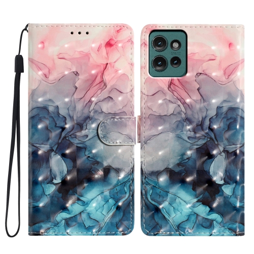 

For Motorola Edge 50 3D Pattern Leather Phone Case(3D Pink Blue Marble)