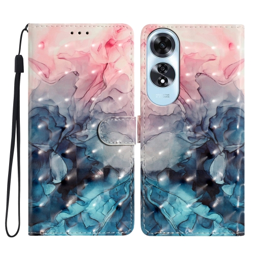 

For OPPO A60 3D Pattern Leather Phone Case(3D Pink Blue Marble)