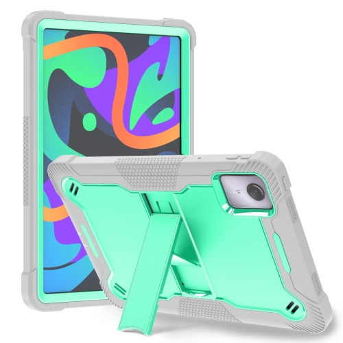 

For Lenovo Tab M11 / Xiaoxin Pad 11 2024 Shockproof Silicone Hybrid PC Tablet Case with Holder(Mint Green + Grey)