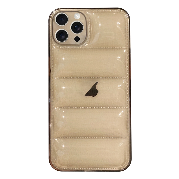 

For iPhone 14 Pro Eiderdown Airbag Glossy TPU Phone Case(Transparent Black)
