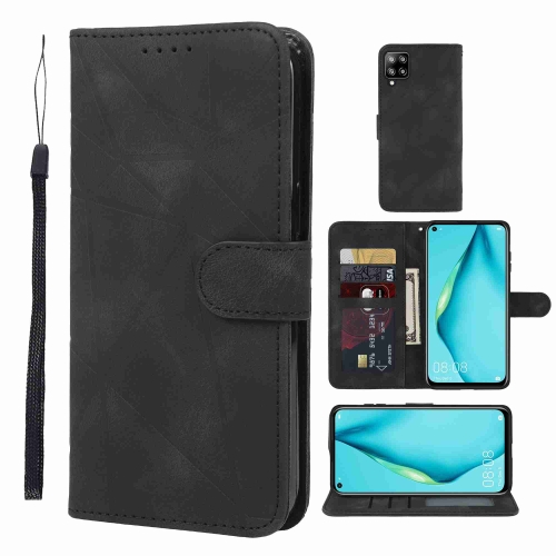 

For Huawei P40 Lite Skin Feel Geometric Lines Leather Phone Case(Black)