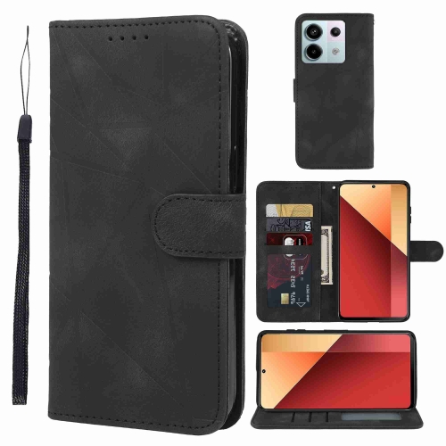 

For Xiaomi Redmi Note 13 Pro 4G Global Skin Feel Geometric Lines Leather Phone Case(Black)