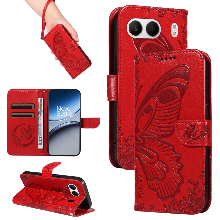 

For OnePlus Nord 4 5G Swallowtail Butterfly Embossed Leather Phone Case(Red)