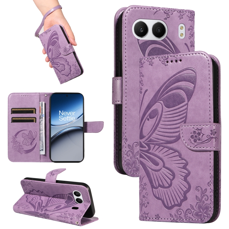 

For OnePlus Nord 4 5G Swallowtail Butterfly Embossed Leather Phone Case(Purple)