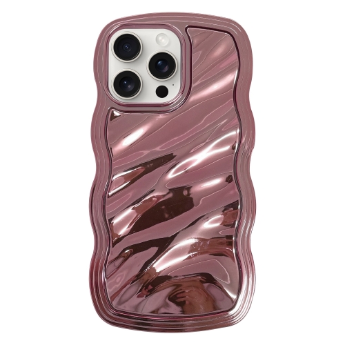 

For iPhone 15 Pro Wave Plated PC Hybrid TPU Phone Case(Rose Gold)