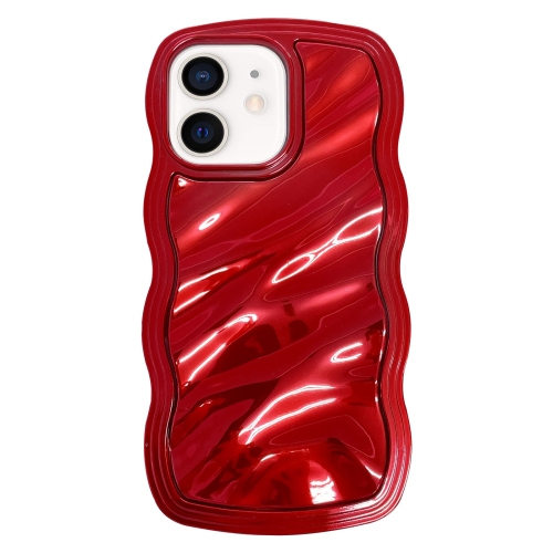 

For iPhone 12 Wave Plated PC Hybrid TPU Phone Case(Red)