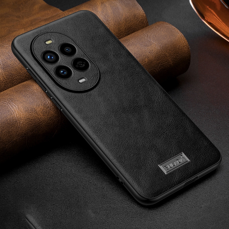 

For Huawei nova 13 Pro SULADA Shockproof TPU Hybrid Handmade Leather Phone Case(Black)