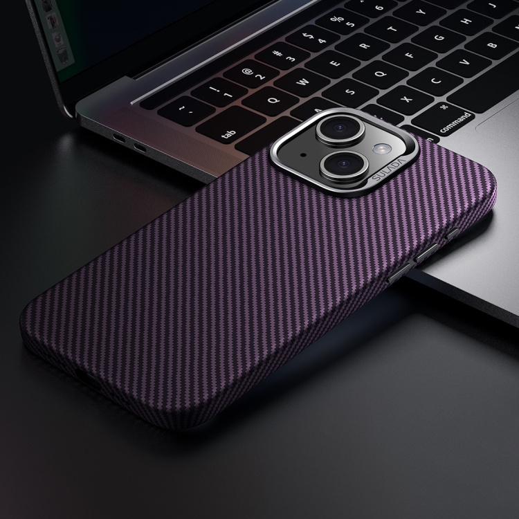 

For iPhone 15 SULADA 600D Kevlar Texture PC Shockproof Phone Case(Purple)
