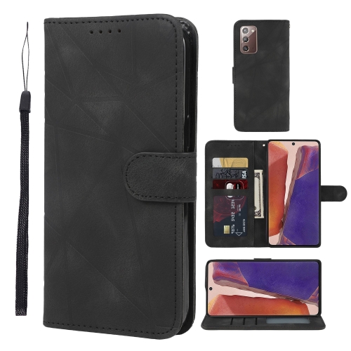 

For Samsung Galaxy Note20 Skin Feel Geometric Lines Leather Phone Case(Black)