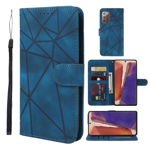 

For Samsung Galaxy Note20 Skin Feel Geometric Lines Leather Phone Case(Blue)