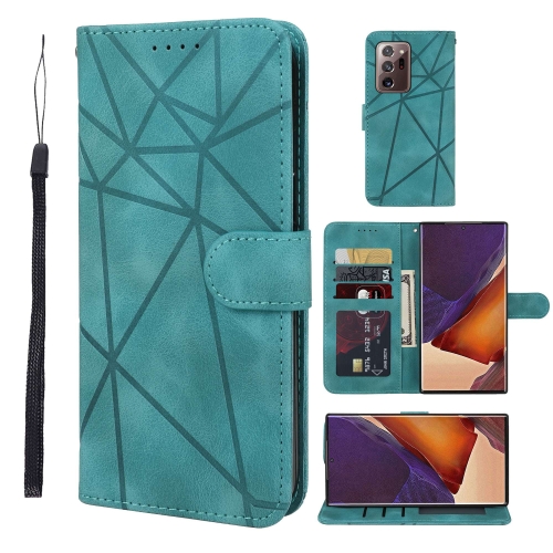 

For Samsung Galaxy Note20 Ultra Skin Feel Geometric Lines Leather Phone Case(Green)