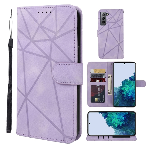 

For Samsung Galaxy S22+ 5G Skin Feel Geometric Lines Leather Phone Case(Purple)