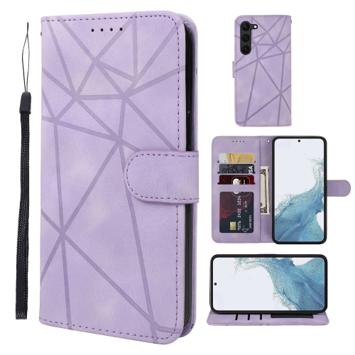 

For Samsung Galaxy S23 5G Skin Feel Geometric Lines Leather Phone Case(Purple)