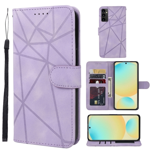 

For Samsung Galaxy S24 FE 5G Skin Feel Geometric Lines Leather Phone Case(Purple)
