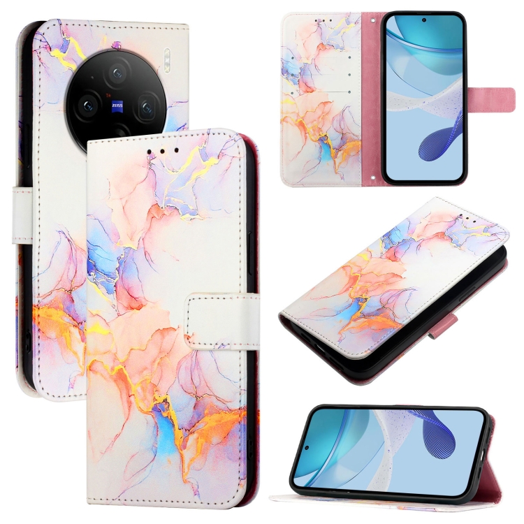 

For vivo X100 PT003 Marble Pattern Flip Leather Phone Case(Marble White)