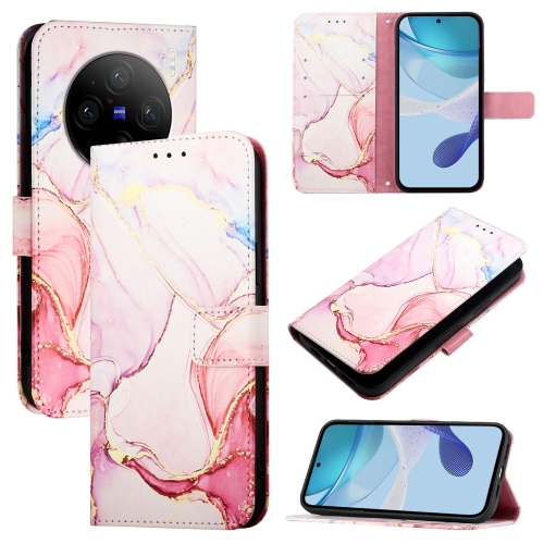 

For vivo X100 Pro PT003 Marble Pattern Flip Leather Phone Case(Rose Gold)