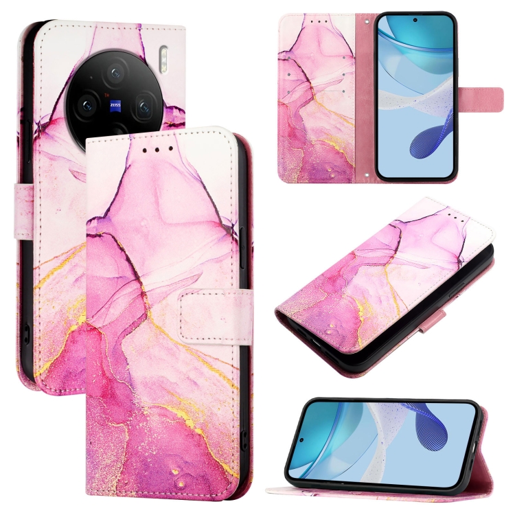 

For vivo X100s PT003 Marble Pattern Flip Leather Phone Case(Pink Purple Gold)