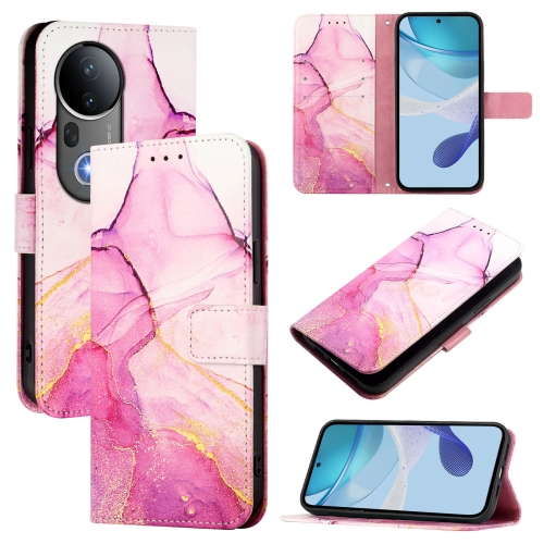 

For vivo S20 Pro PT003 Marble Pattern Flip Leather Phone Case(Pink Purple Gold)