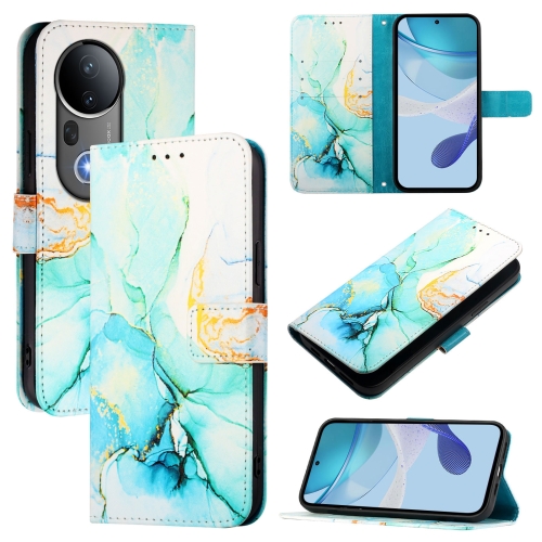 

For vivo S20 Pro PT003 Marble Pattern Flip Leather Phone Case(Green)