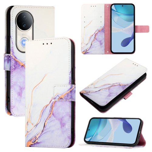 

For vivo S20 PT003 Marble Pattern Flip Leather Phone Case(White Purple)