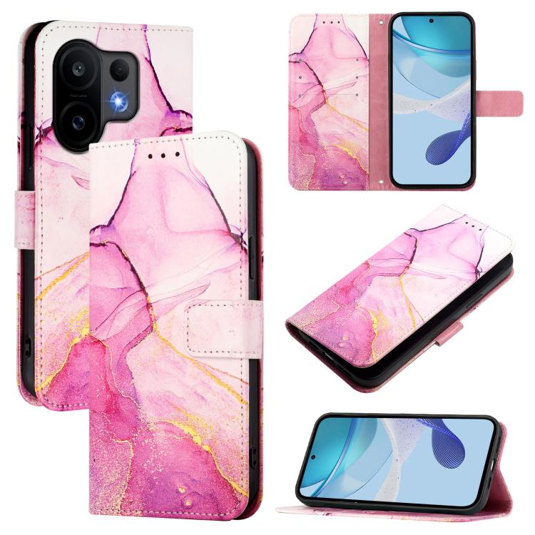 For vivo S30 PT003 Marble Pattern Flip Leather Phone Case(Pink Purple Gold)