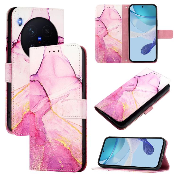 

For vivo X300 Pro PT003 Marble Pattern Flip Leather Phone Case(Pink Purple Gold)