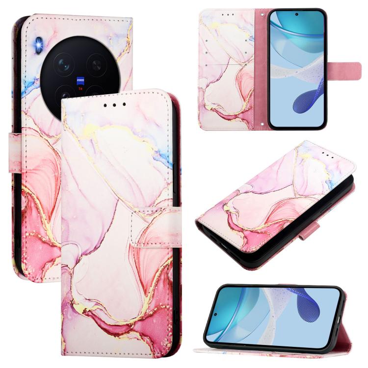 

For vivo X300 Pro PT003 Marble Pattern Flip Leather Phone Case(Rose Gold)