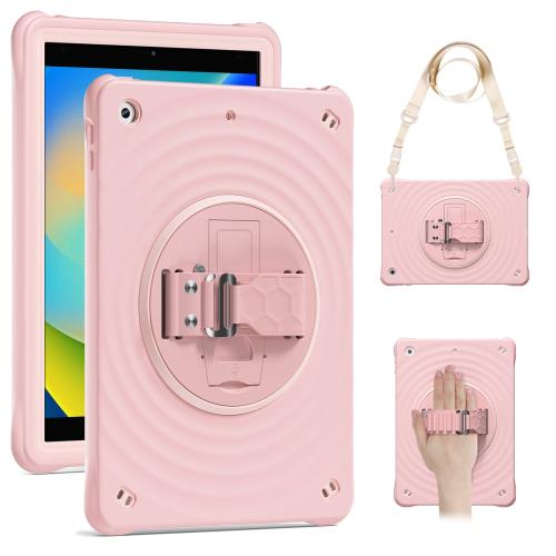 

For iPad 10.2 2021 / 2020 / 2019 Rotation Holder Silicone Hybrid PC Tablet Case(Pink)