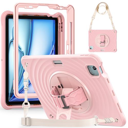 

For iPad Air 11 2024 / Pro 11 2022 Rotation Holder Silicone Hybrid PC Tablet Case(Pink)