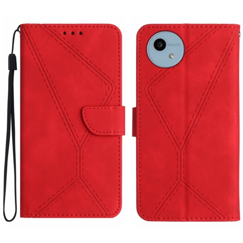 

For Sharp Aquos Wish 4 Stitching Embossed Leather Phone Case(Red)
