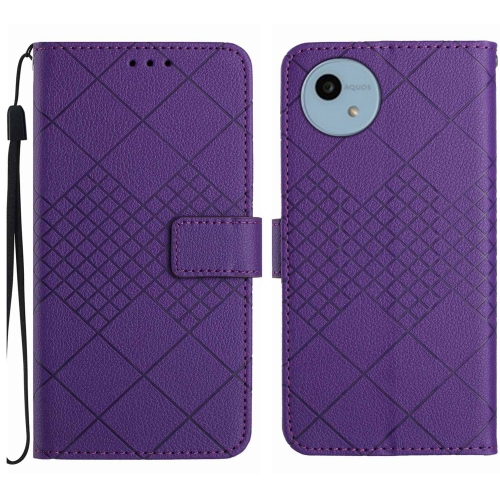 

For Sharp Aquos Wish 4 Rhombic Grid Texture Leather Phone Case(Purple)