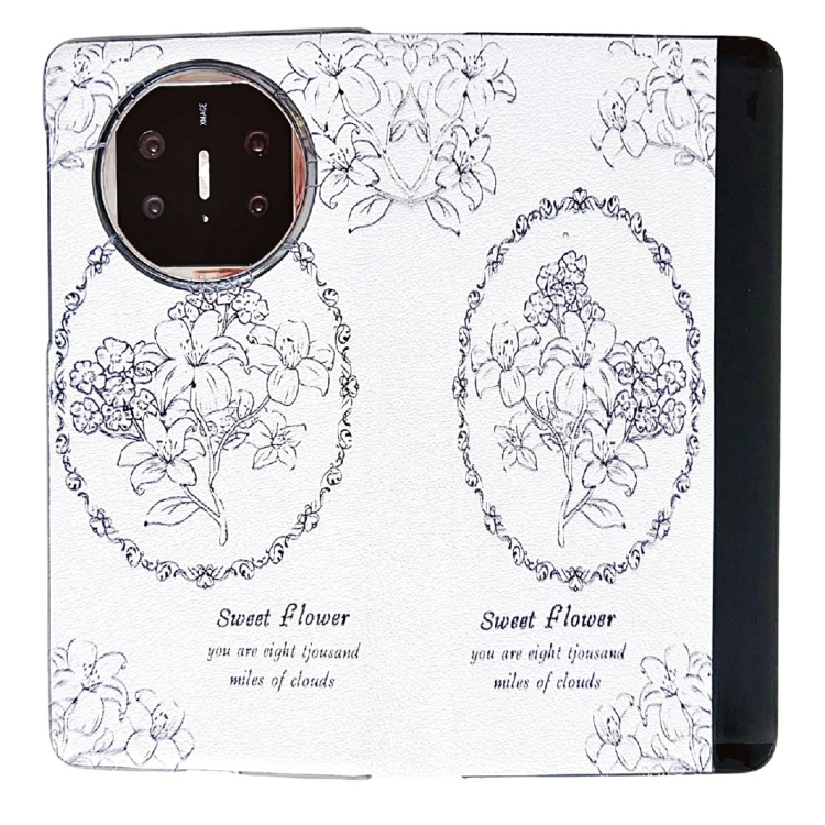 

For Huawei Mate X5 / X2 Sketching Flowers Flip Leather Phone Case(Black)
