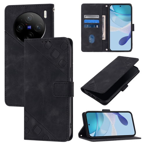 

For vivo X100s 5G Skin Feel Embossed Leather Phone Case(Black)