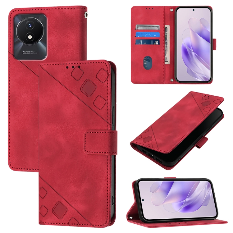 

For vivo Y02 / Y02A / Y02t / Y11 2023 Skin Feel Embossed Leather Phone Case(Red)