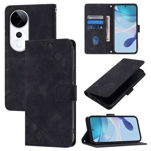 

For vivo S19 Pro Skin Feel Embossed Leather Phone Case(Black)