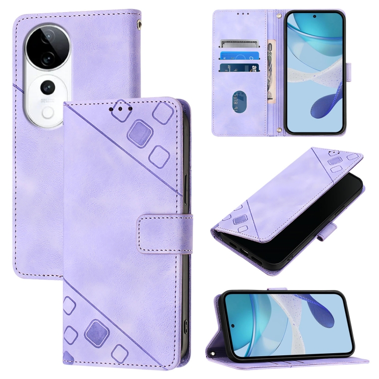 

For vivo S19 Pro Skin Feel Embossed Leather Phone Case(Light Purple)